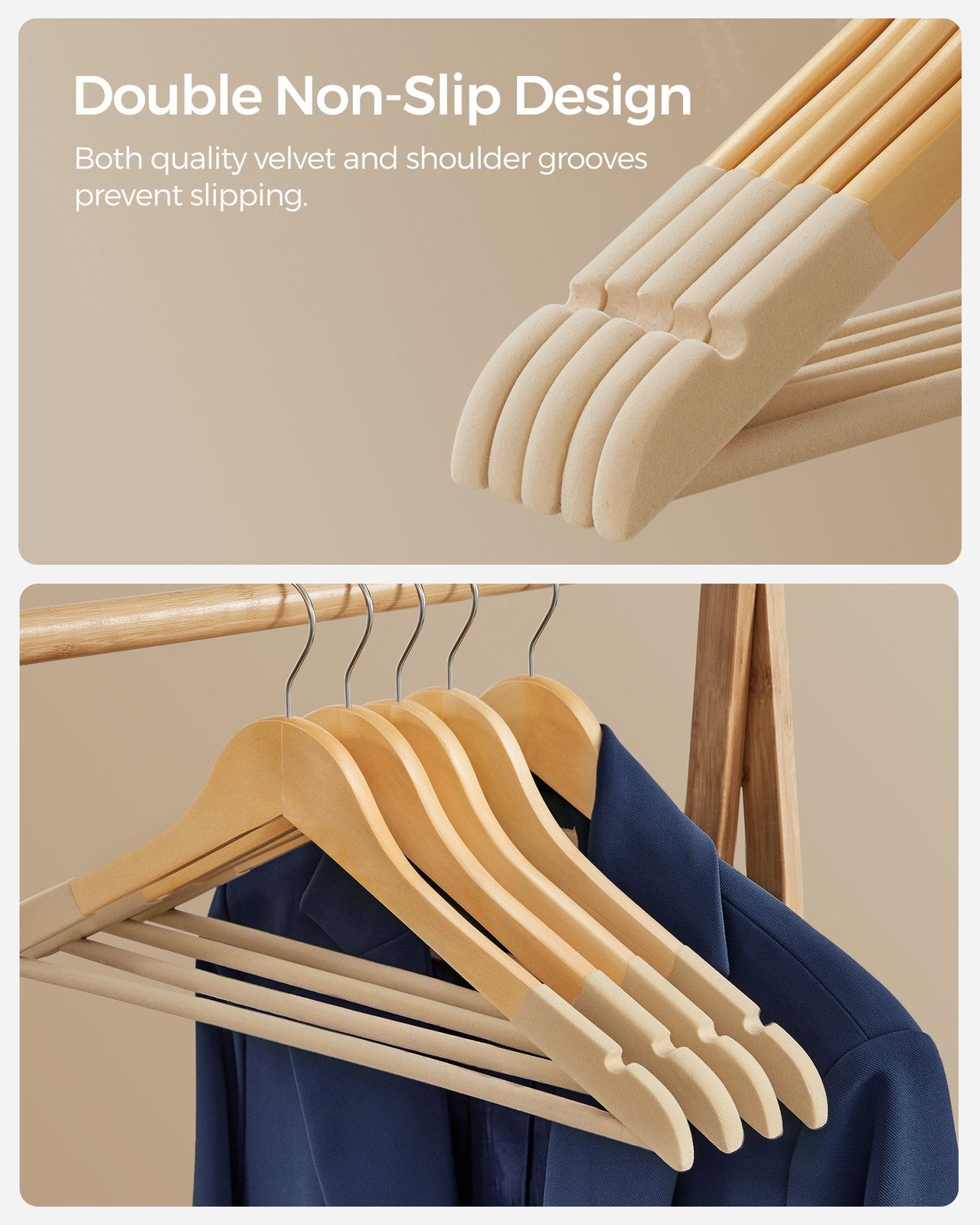 Set of 20 Velvet Wooden Hangers