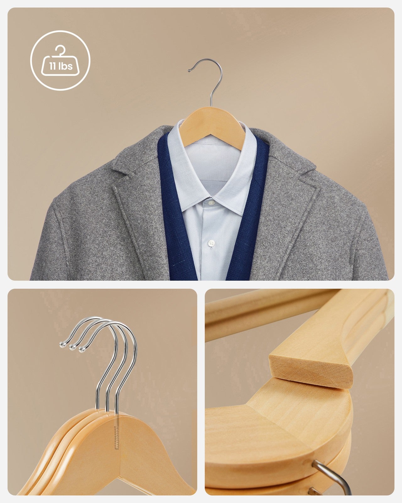 Set of 20 Velvet Wooden Hangers