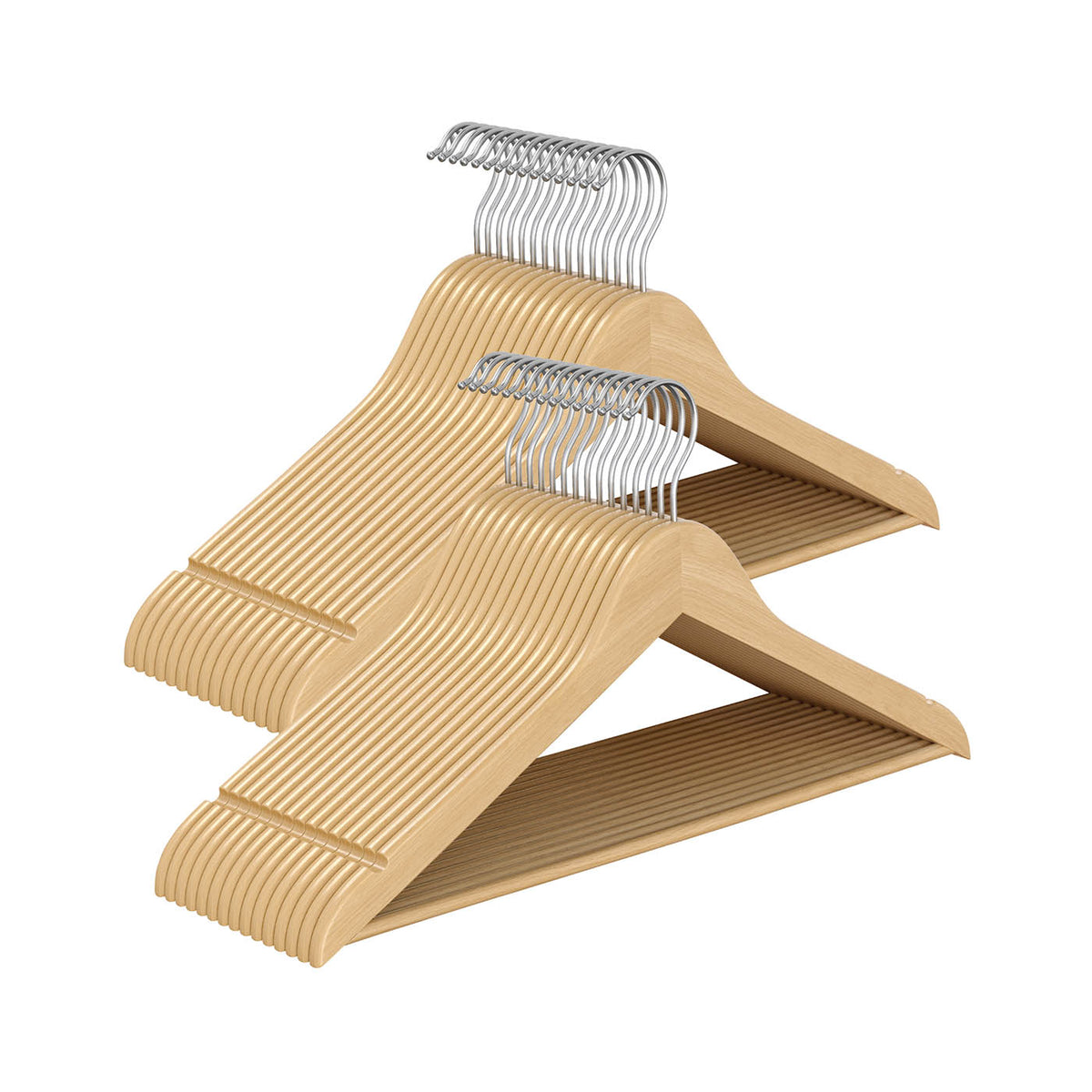 Wooden Hangers with 360° Swivel Hooks - Pack of 30