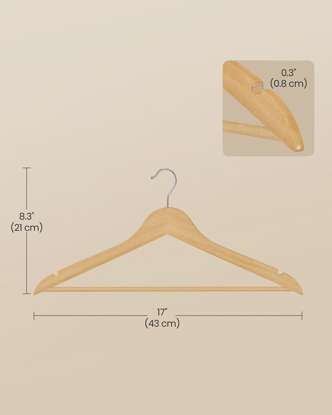 Wooden Hangers with 360° Swivel Hooks - Pack of 30