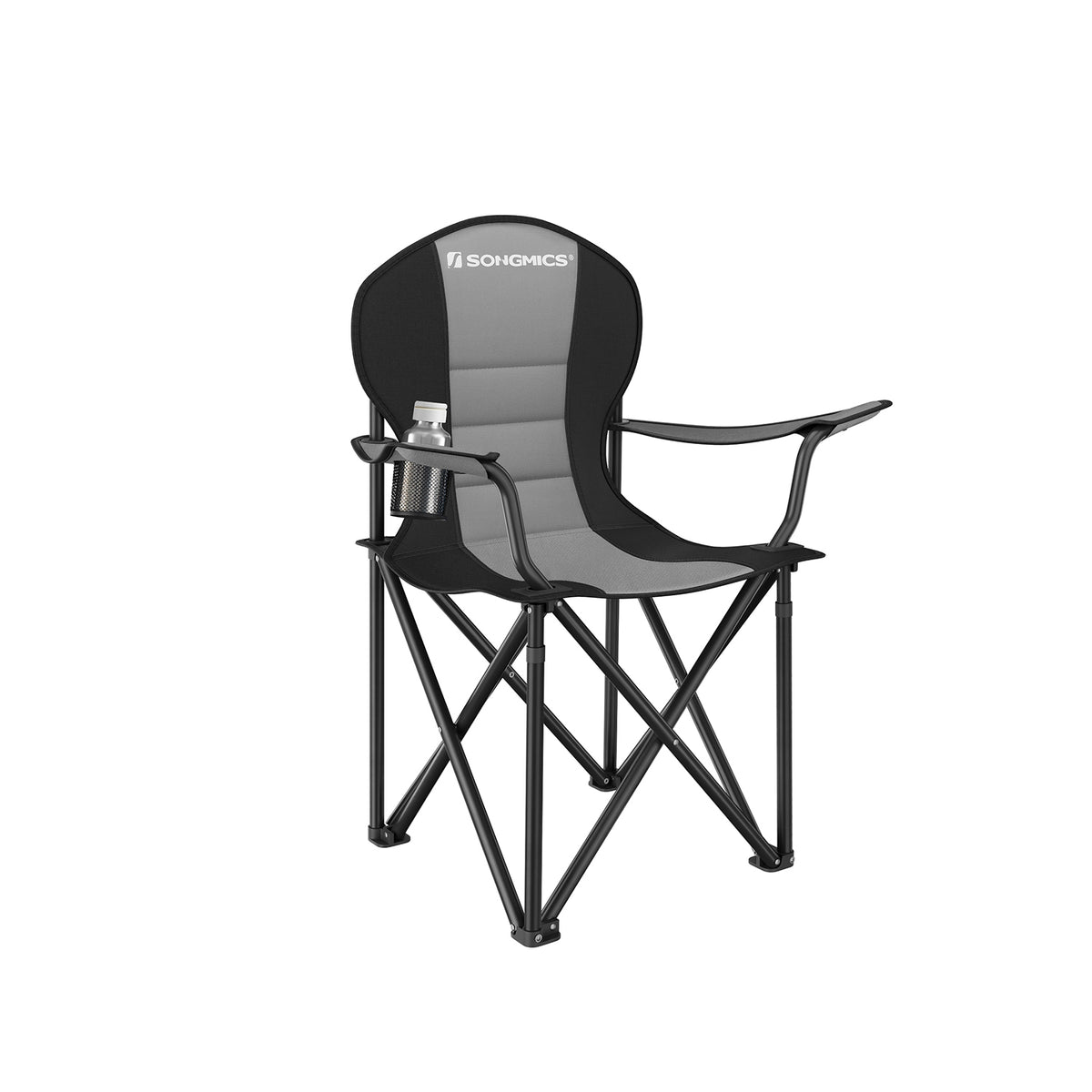 Folding Camping Chair with Sponge Seat Grey and Ink Black - 21.7"D x 35.4"W x 40.2"H