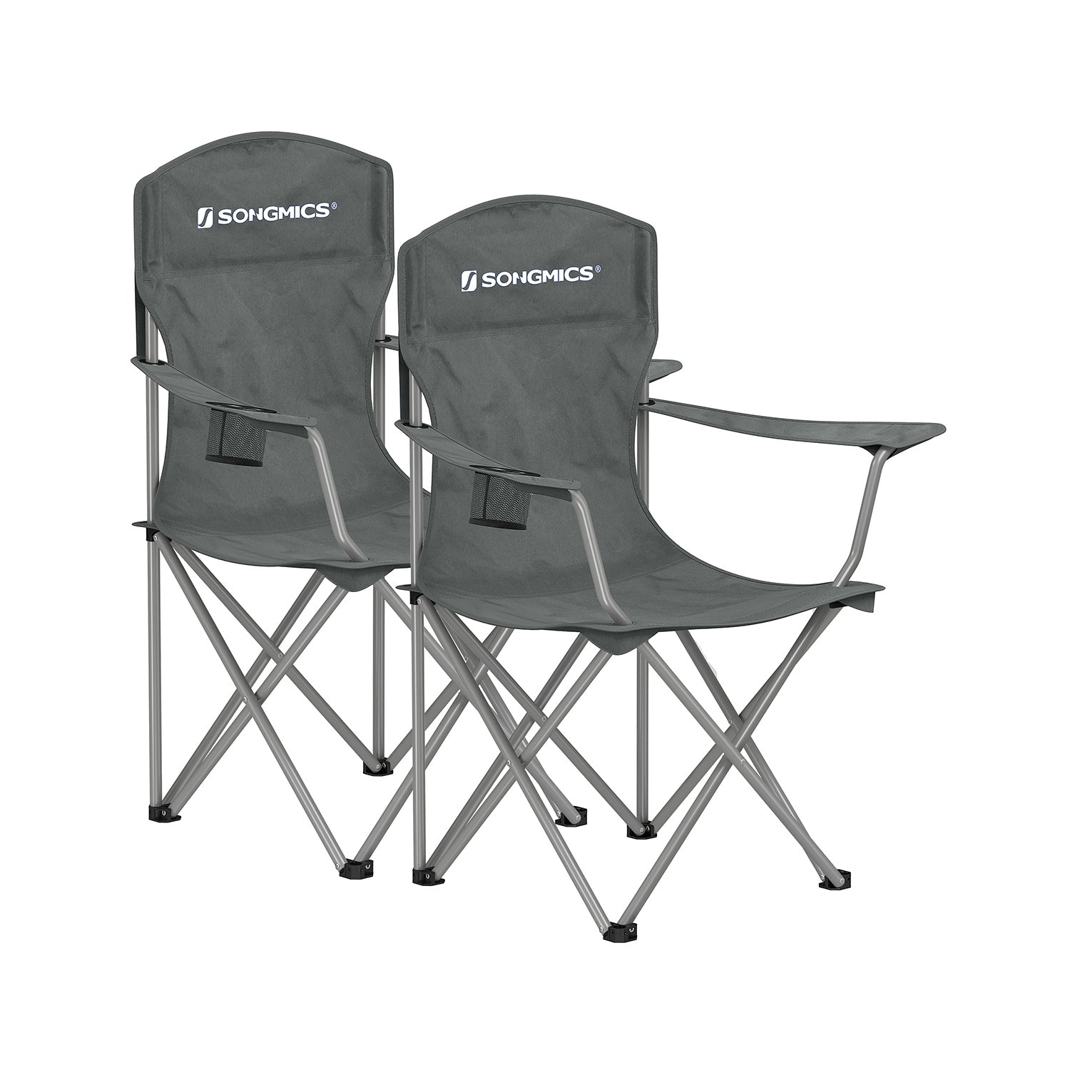 Set of 2 Folding Camping Chairs Max. Capacity 330 Lb Slate Gray - Slate Gray