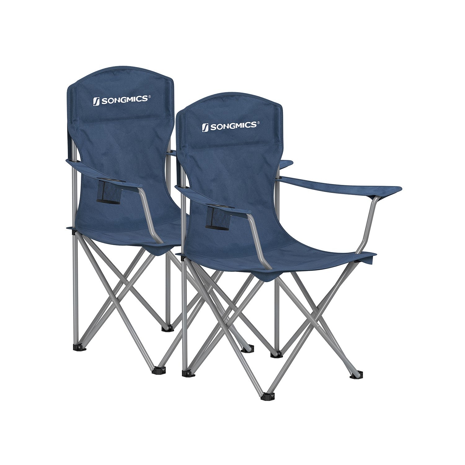 Set of 2 Folding Camping Chairs Max. Capacity 330 Lb Slate Gray - Twilight Blue