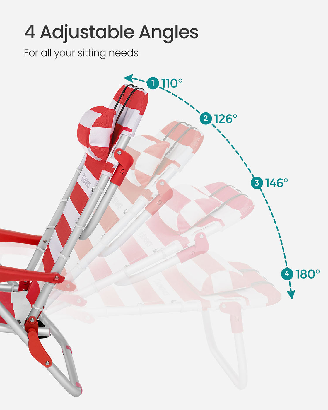 Folding Beach Chair - Red, White