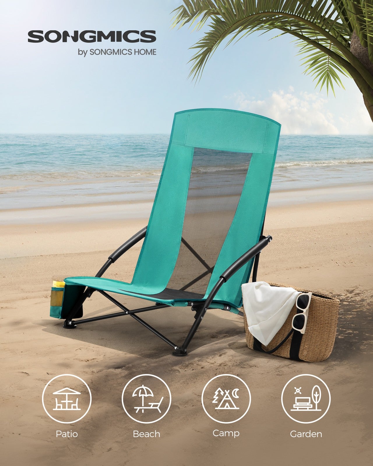 Set of 2 Portable Beach Chairs for Adults - Green