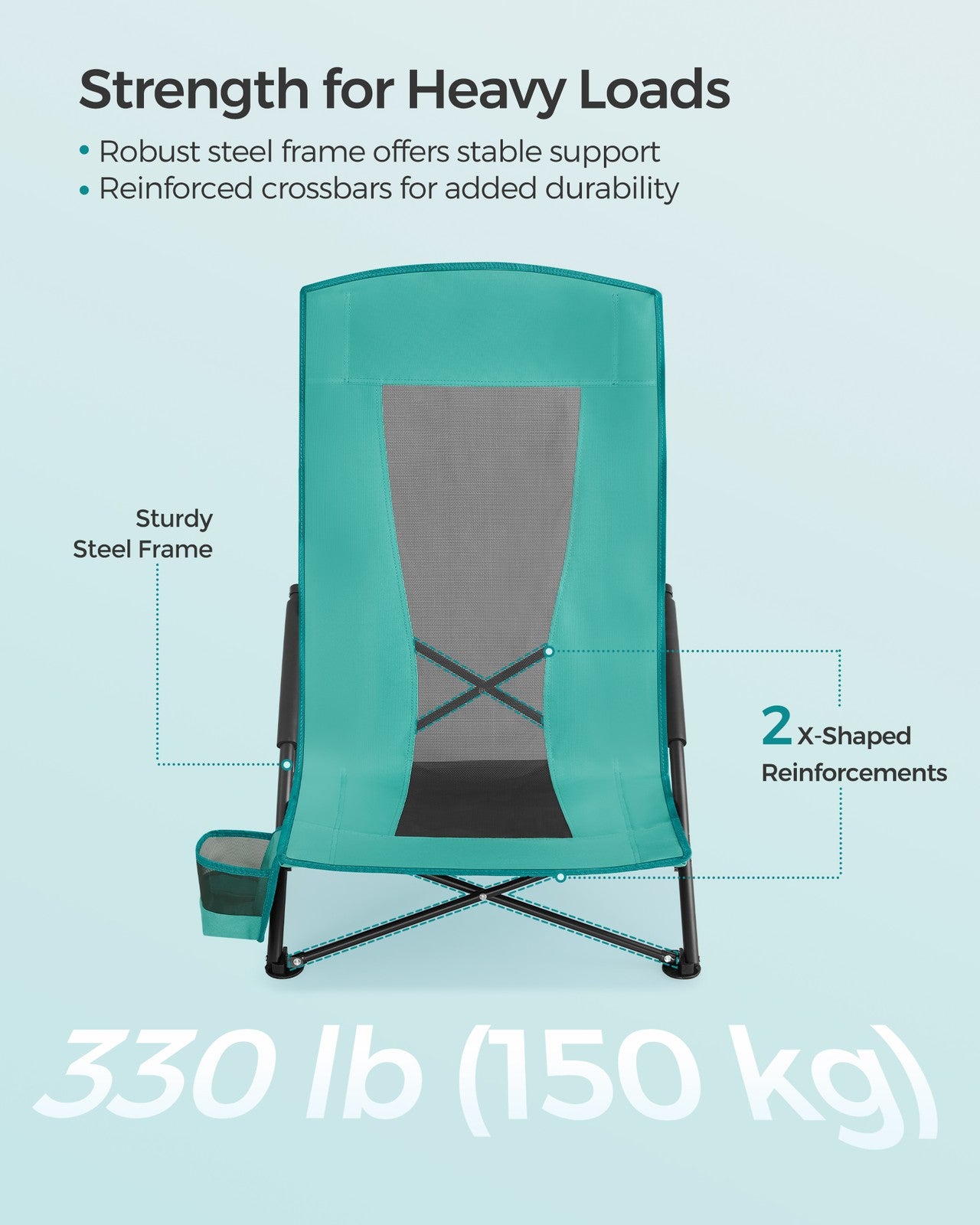 Set of 2 Portable Beach Chairs for Adults - Green