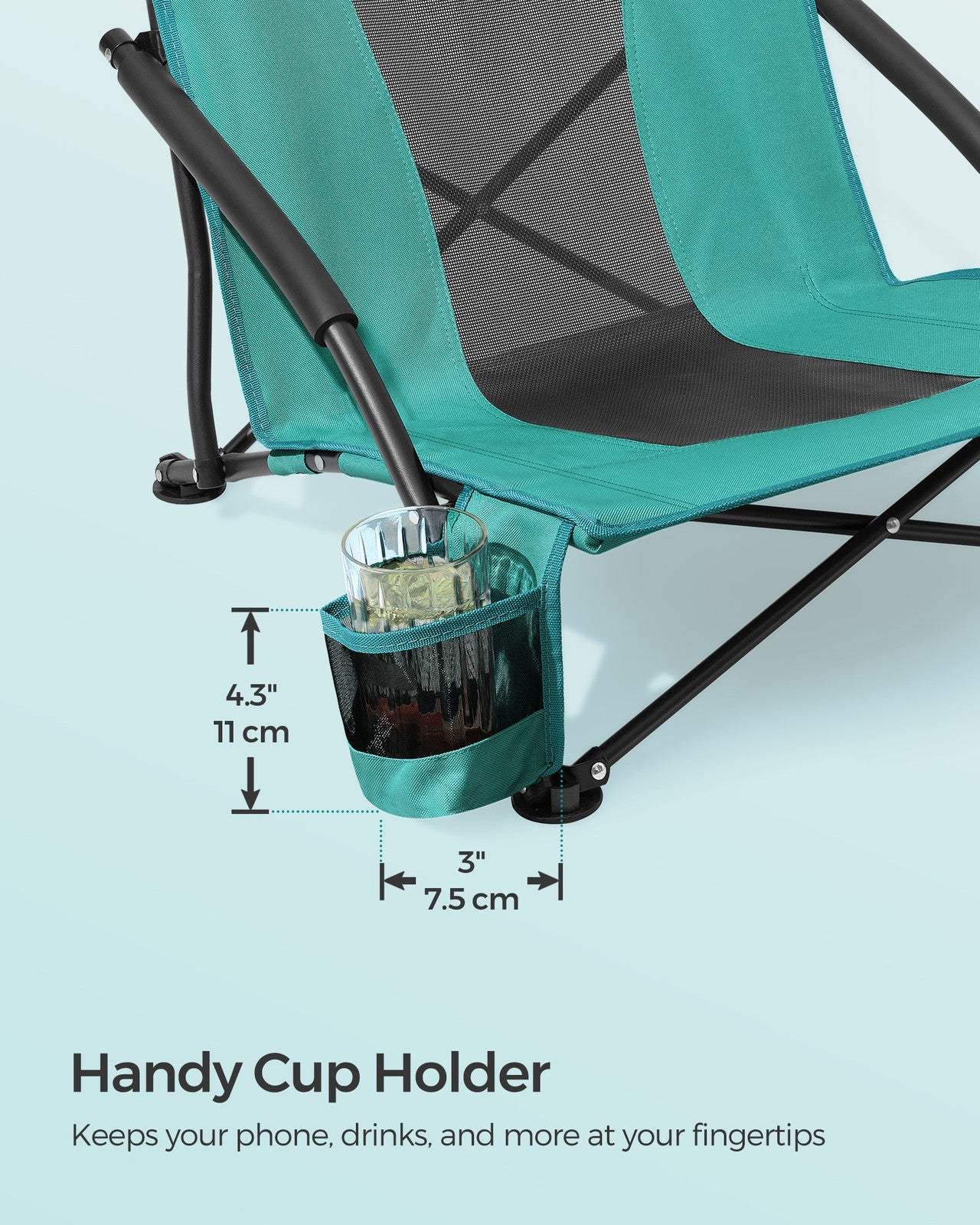 Set of 2 Portable Beach Chairs for Adults - Green
