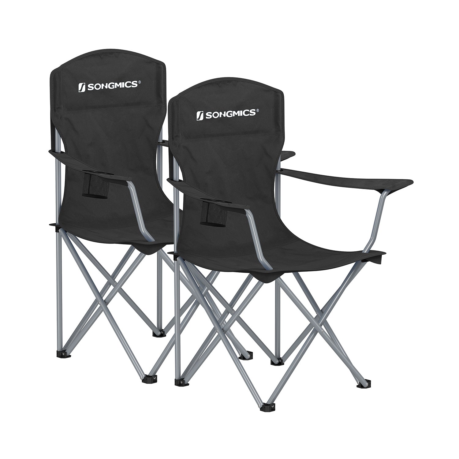 Set of 2 Folding Camping Chairs Max. Capacity 330 Lb Slate Gray - Black