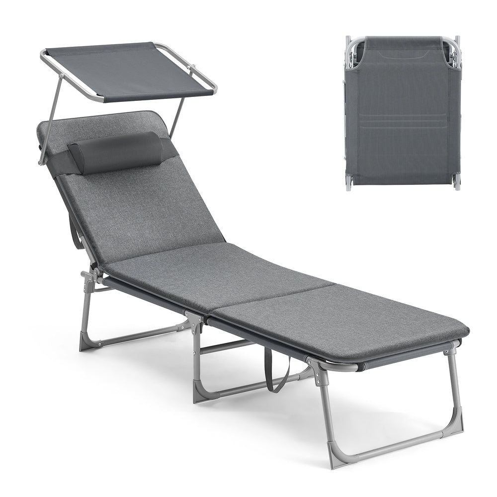 Patio Lounge Beach Chair with Mattress for Adults