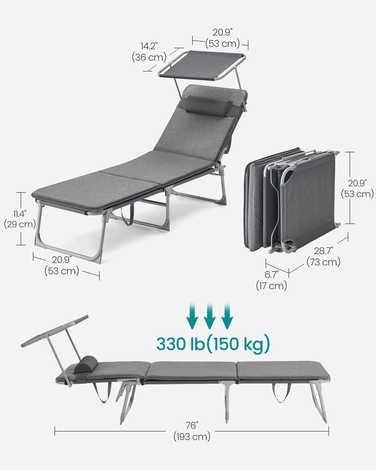 Patio Lounge Beach Chair with Mattress for Adults