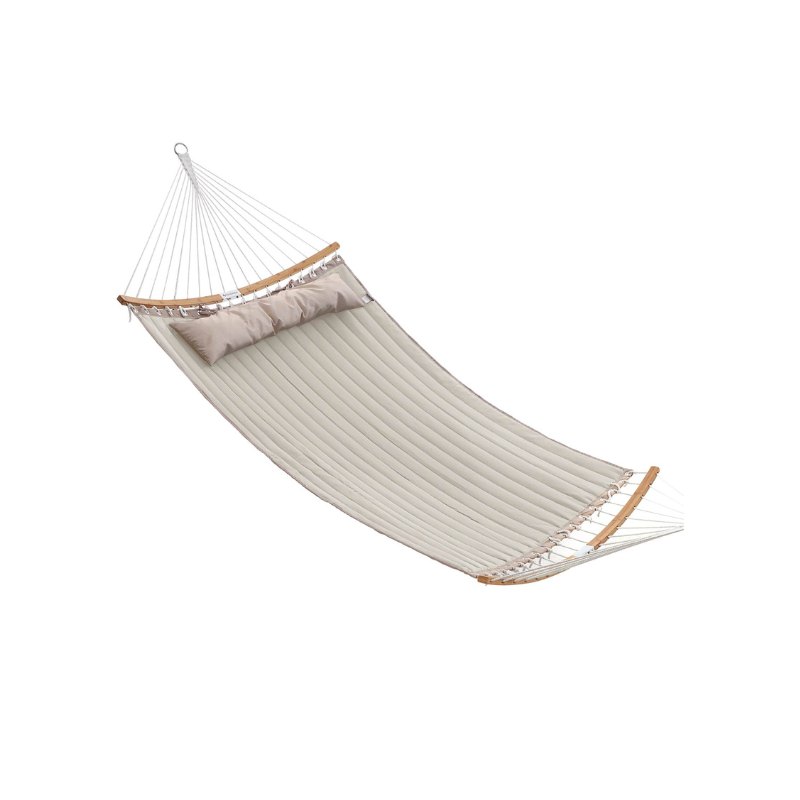 Quilted Hammock with Curved Bamboo Spreaders - Pillow