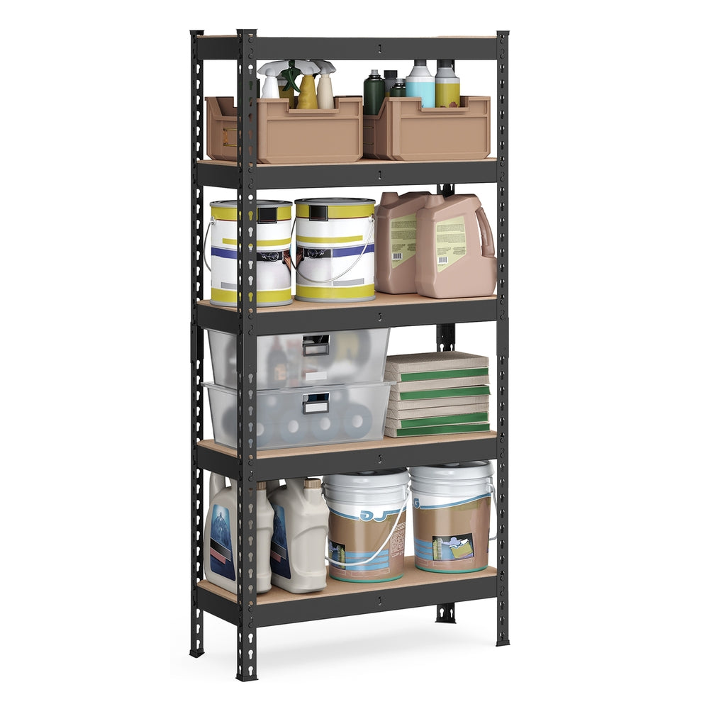 5-Tier Garage Storage Shelf - Black - 11.8”D x 29.5”W x 59.1”H