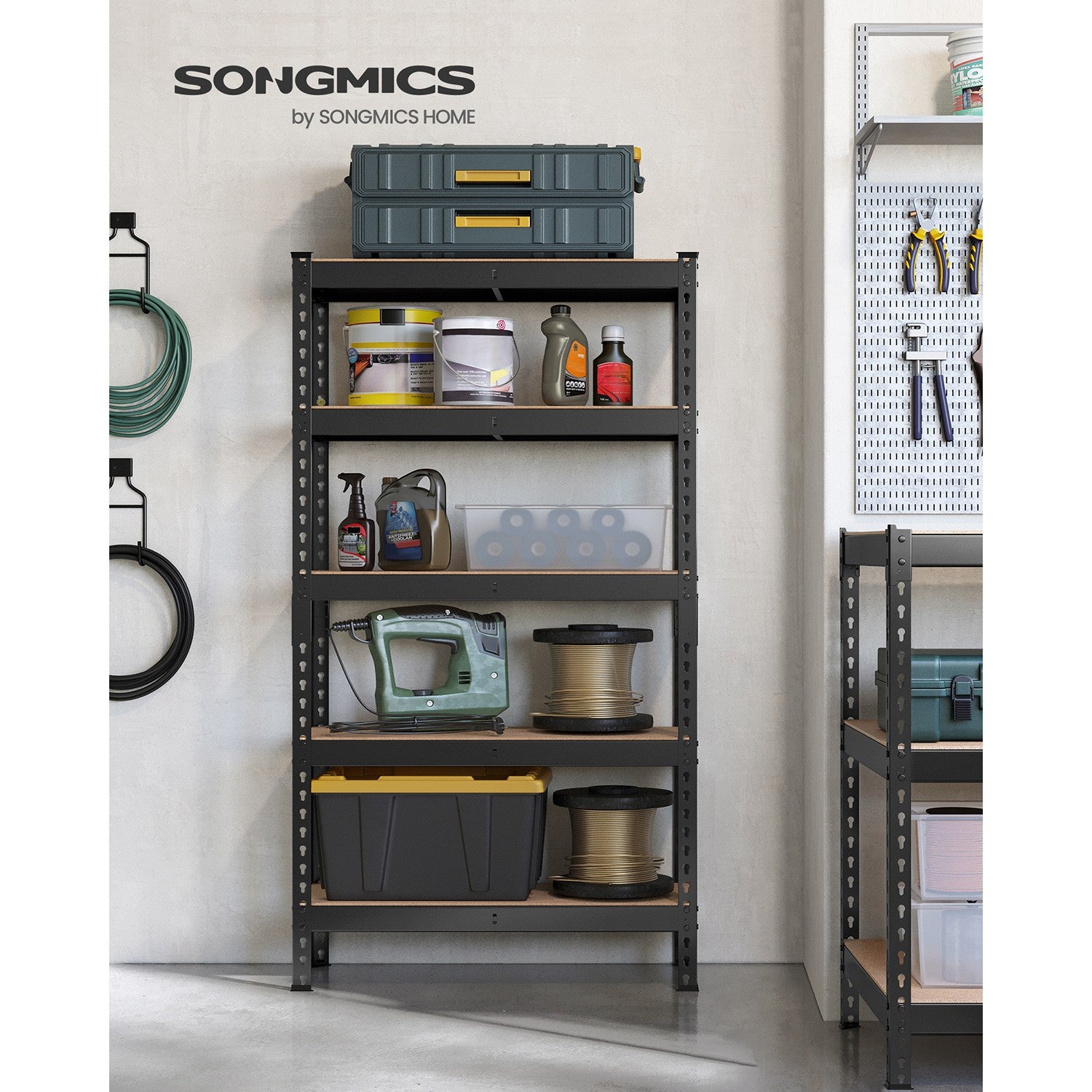 5-Tier Garage Storage Shelf - Black