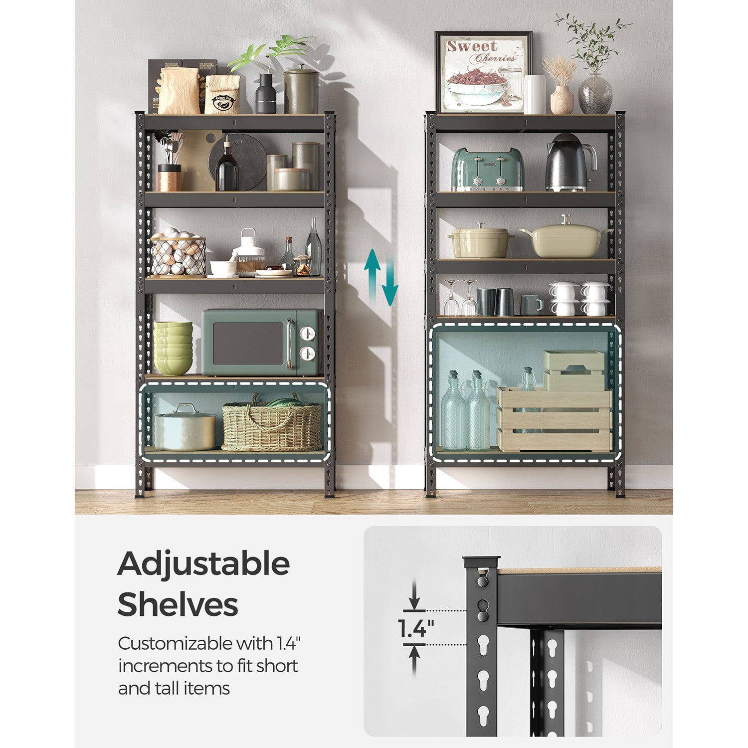 5-Tier Garage Storage Shelf - Black