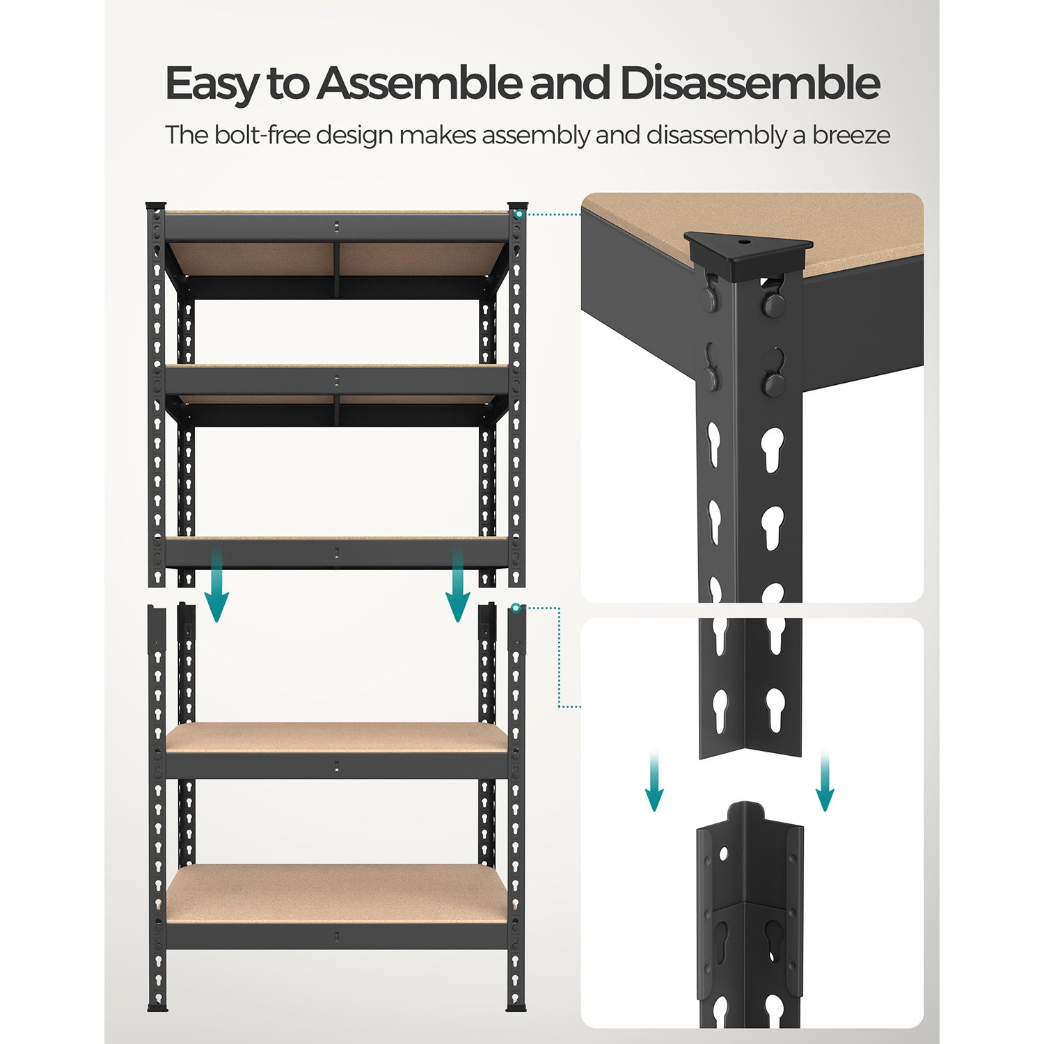 5-Tier Garage Storage Shelf - Black