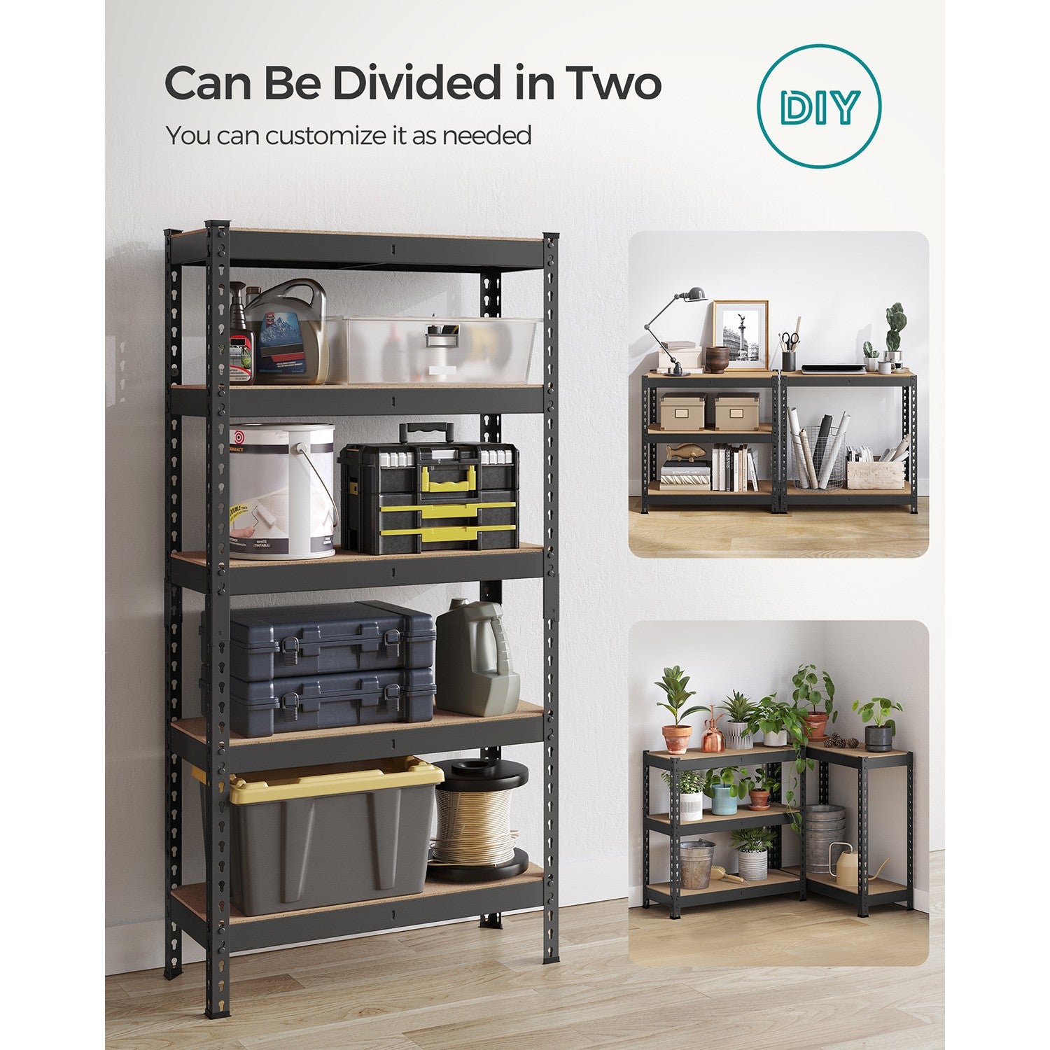 5-Tier Garage Storage Shelf - Black