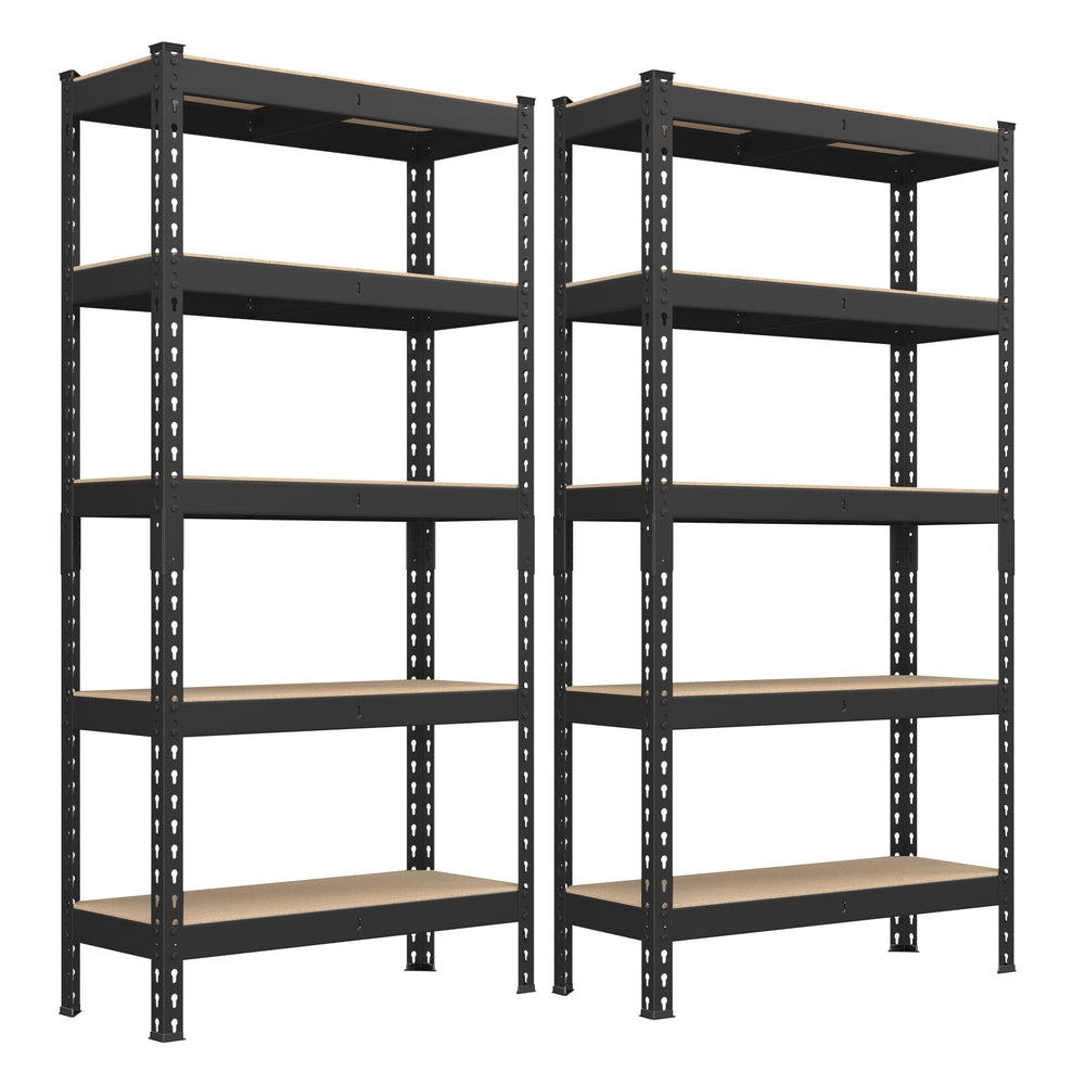 5-Tier Storage Shelves Set of 2 - Black