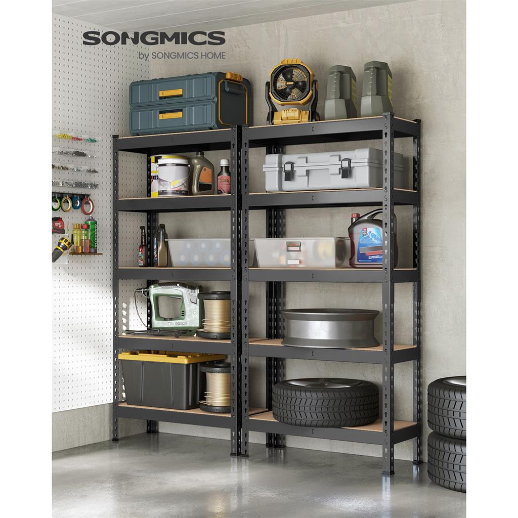 5-Tier Storage Shelves Set of 2 - Black