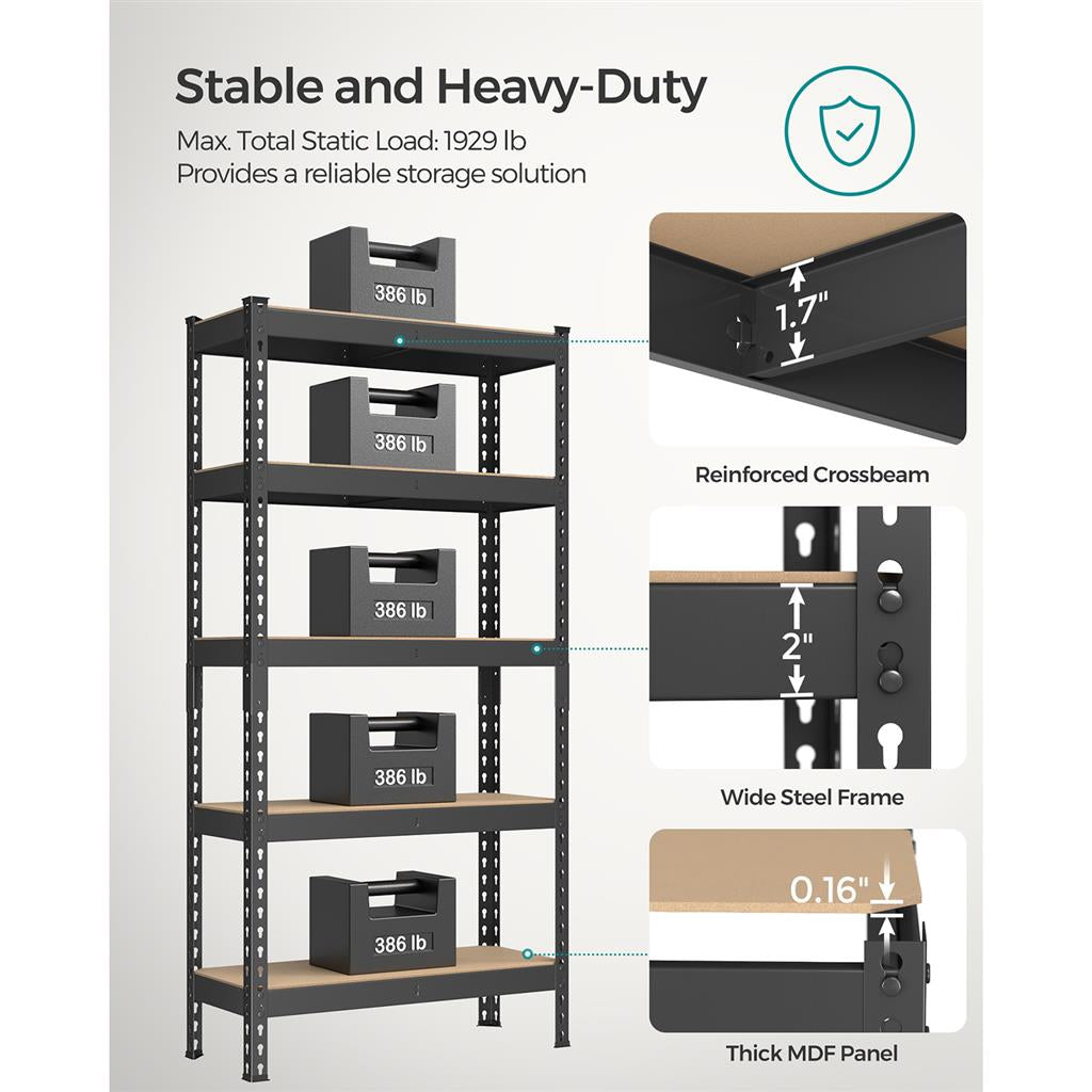 5-Tier Storage Shelves Set of 2 - Black