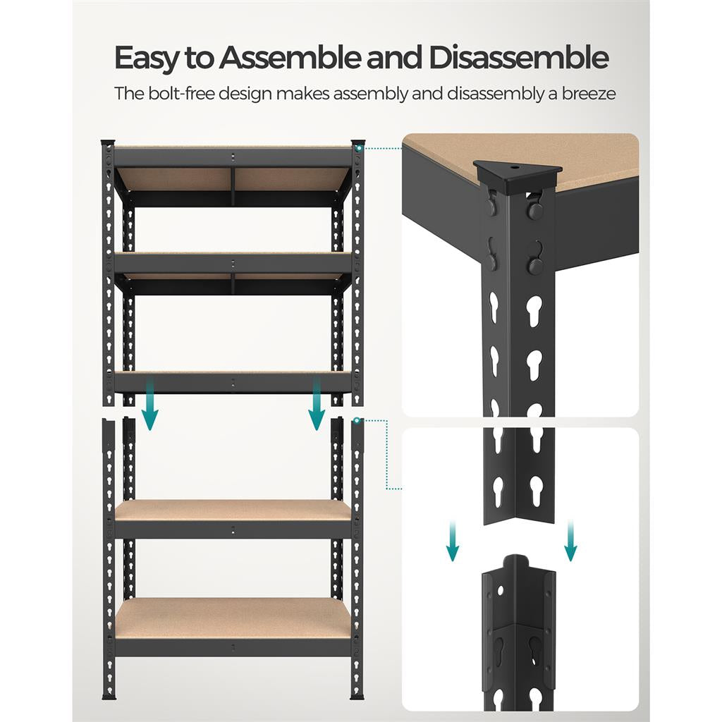 5-Tier Storage Shelves Set of 2 - Black