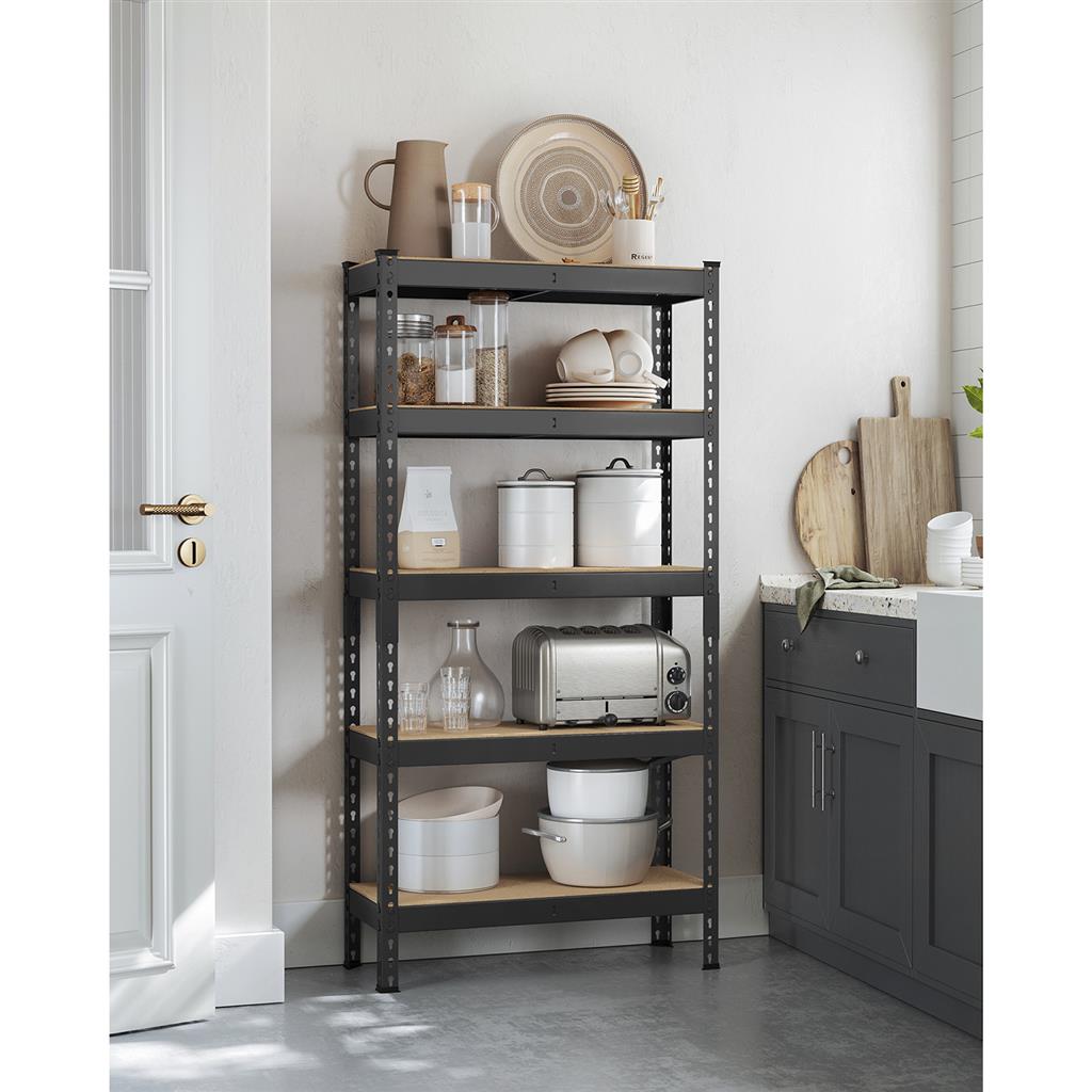 5-Tier Storage Shelves Set of 2 - Black
