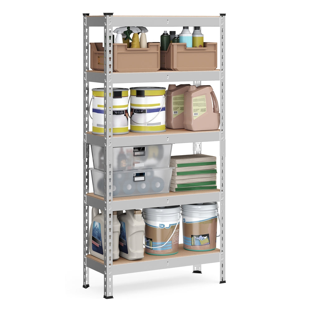 5-Tier Garage Storage Shelf - Silver - 11.8”D x 29.5”W x 59.1”H
