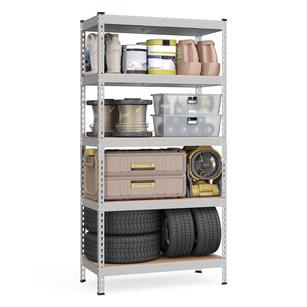 5-Tier Garage Storage Shelf - Silver - 17.7”D x 35.4”W x 70.9”H