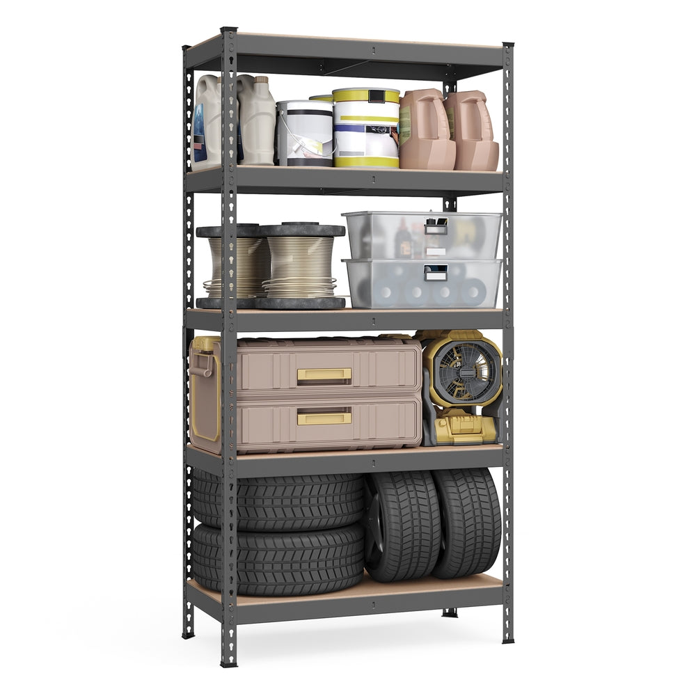5-Tier Garage Storage Shelf - Gray - 17.7”D x 35.4”W x 70.9”H