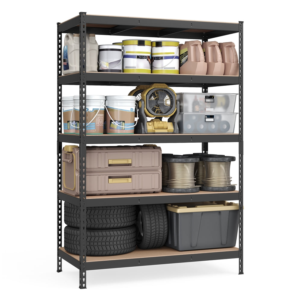 5-Tier Garage Storage Shelf - Black - 23.6”D x 47.2”W x 70.9”H
