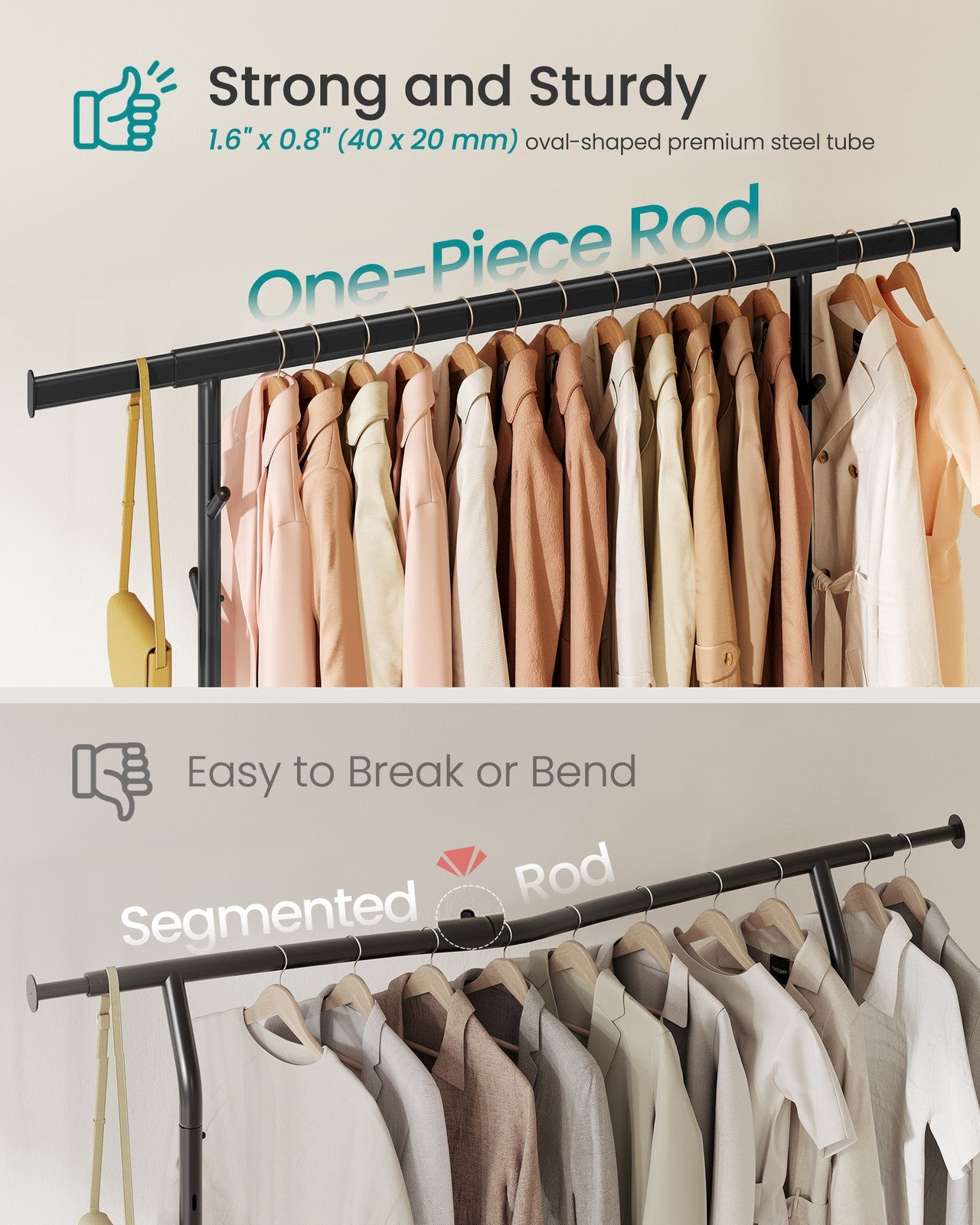 Clothes Rack - Heavy-Duty Rolling Clothing Garment Rack - Ink Black - Ink Black
