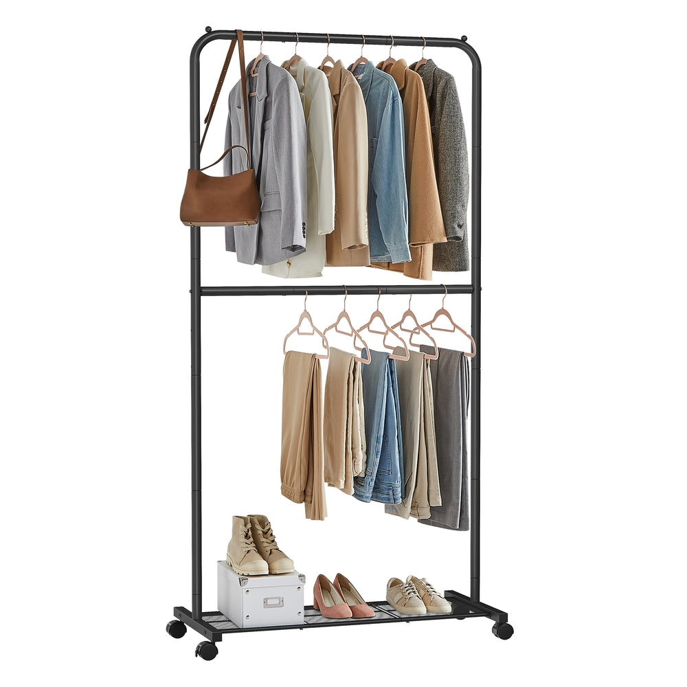 Double-Rod Garment Rack - Black