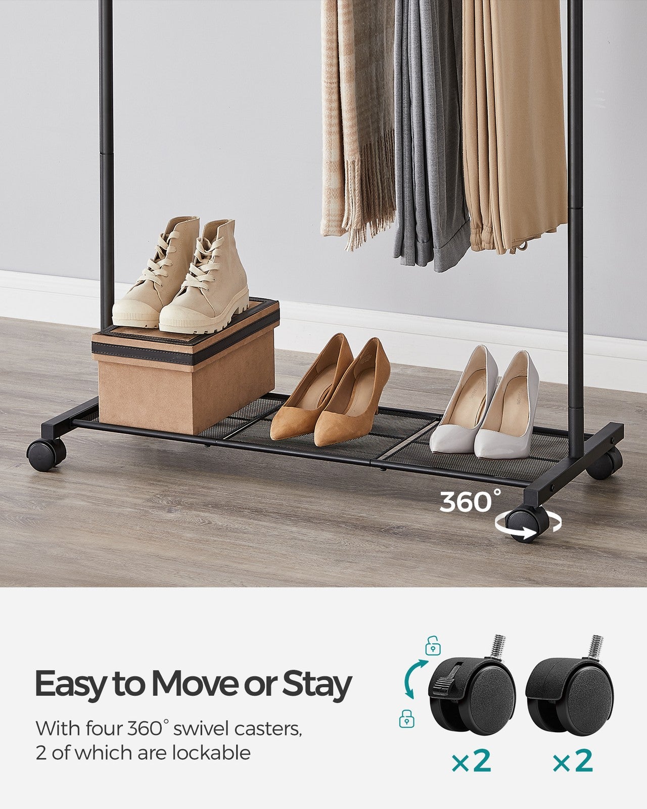 Double-Rod Garment Rack - Black
