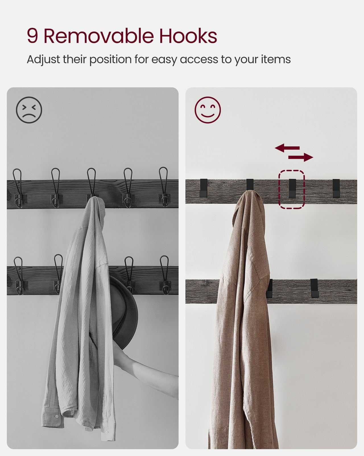 Coat Rack with Shoe Bench for Entryway - Charcoal Gray, Black