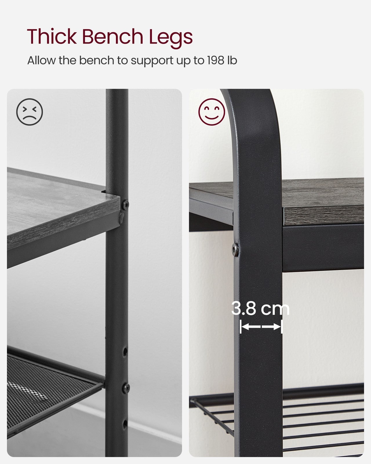 Coat Rack with Shoe Bench for Entryway - Charcoal Gray, Black