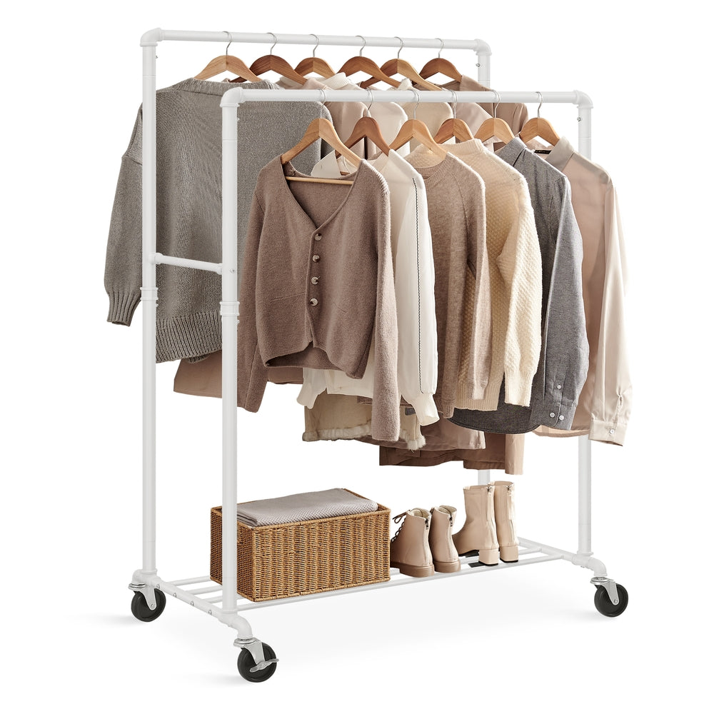 39.4 Inch Clothing Rack with Storage Shelf - White