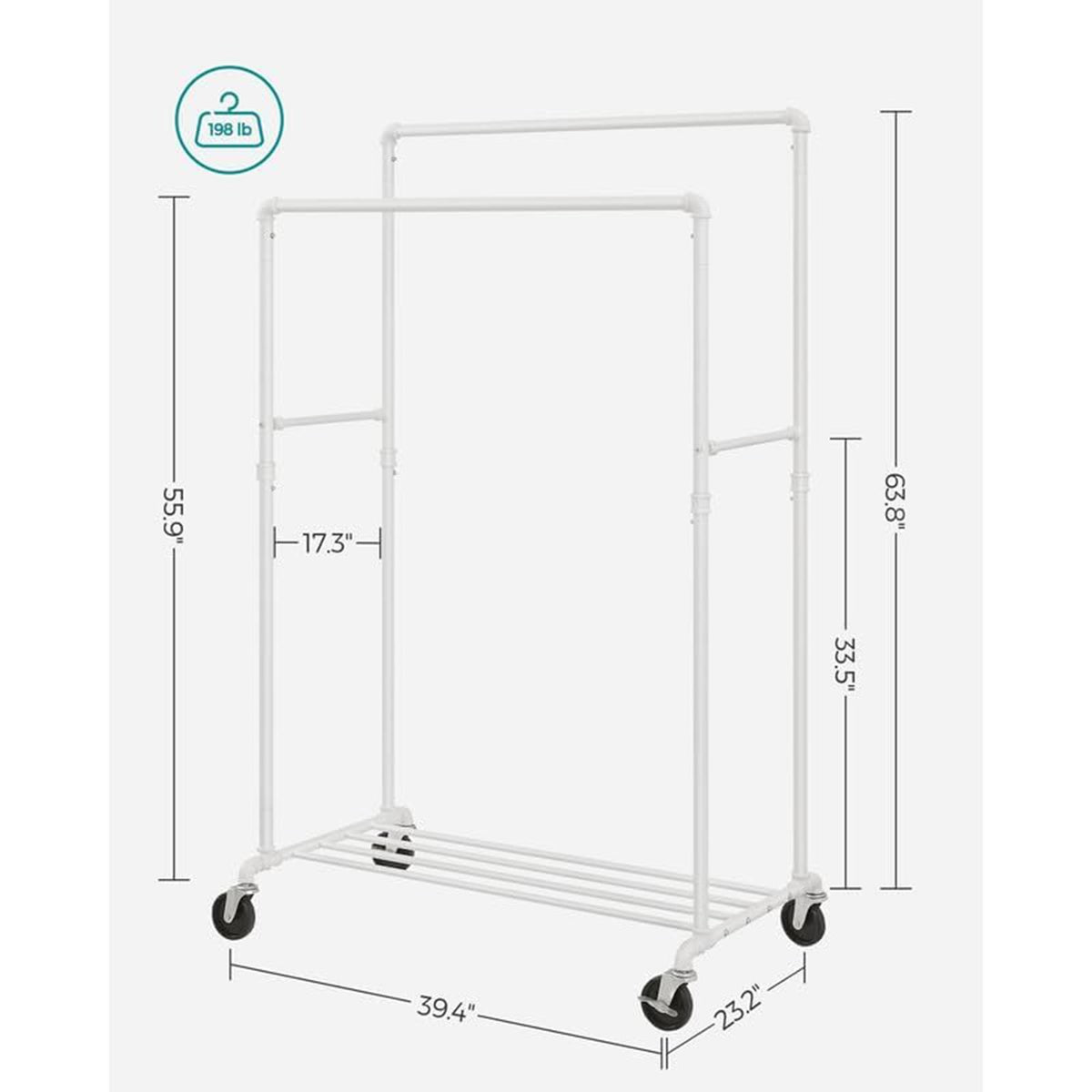 Clothing Rack - 39.4 inch - With Storage Shelf