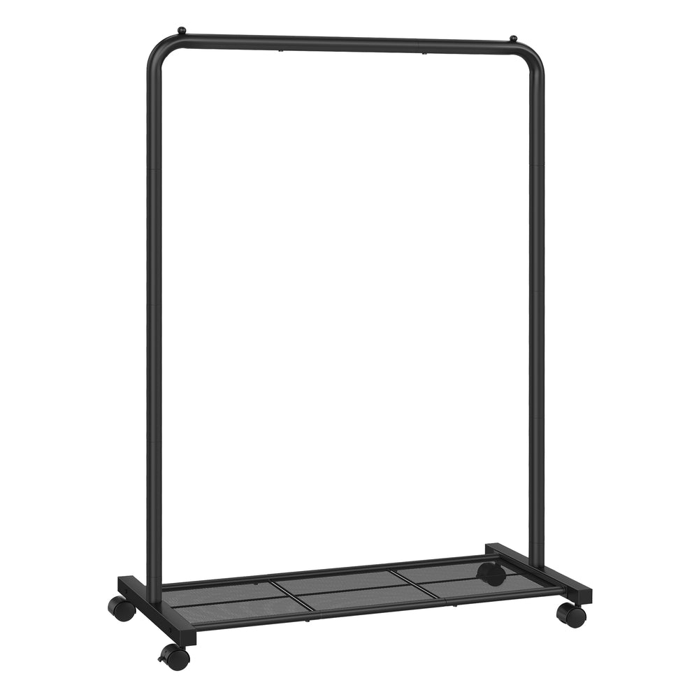 Clothes Rack with Wheels and Dense Mesh Storage Shelf - Black - 15.9"D x 35.8"W x 62.2"H