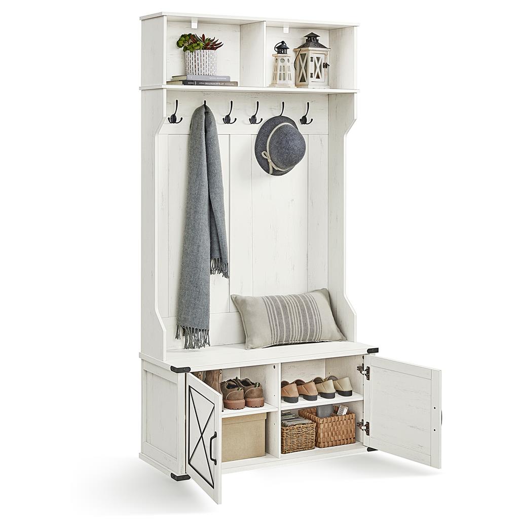 Hall Tree Storage Entryway Coat Rack with Bench