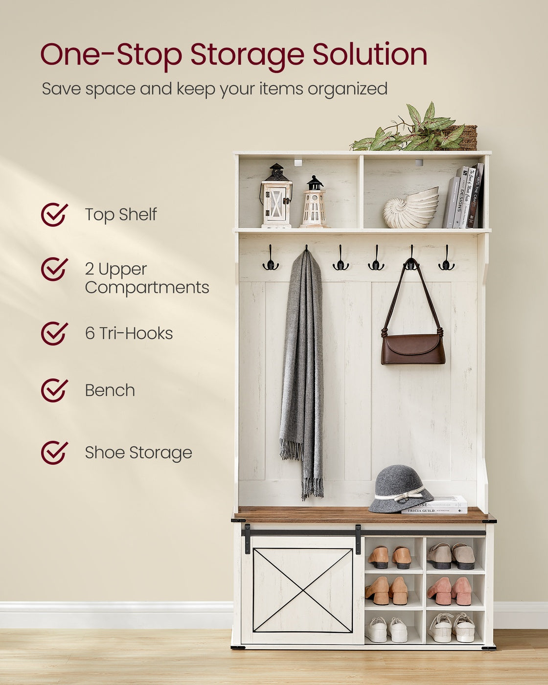 Hall Tree with Bench and Shoe Storage