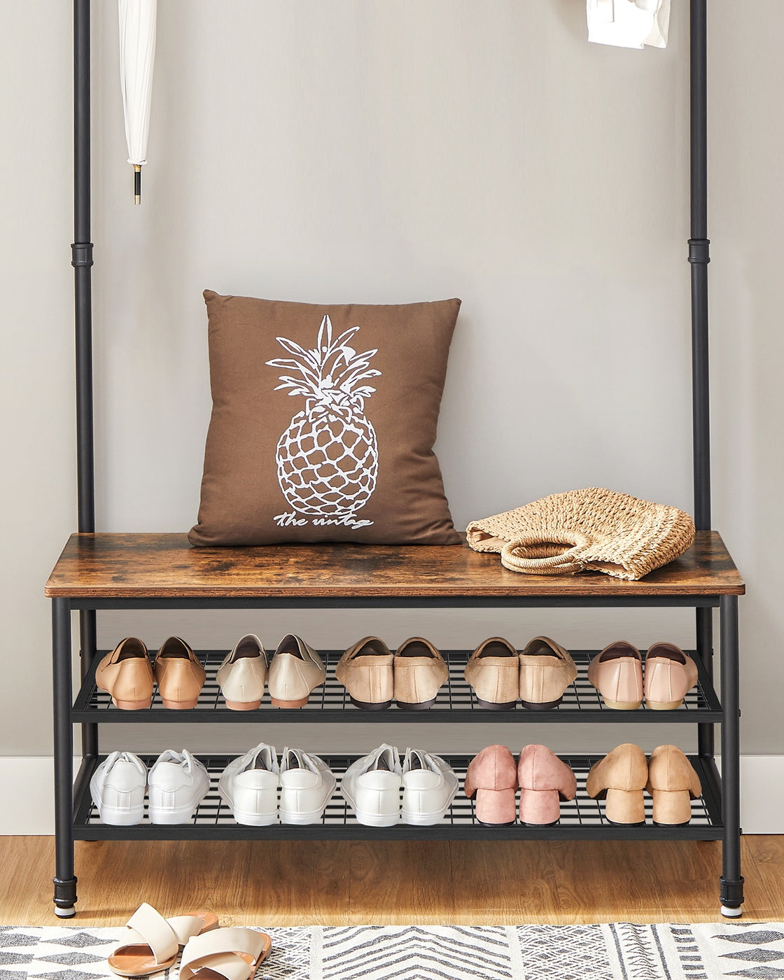 DAINTREE 3-in-1 Entryway Coat Rack and Storage Bench