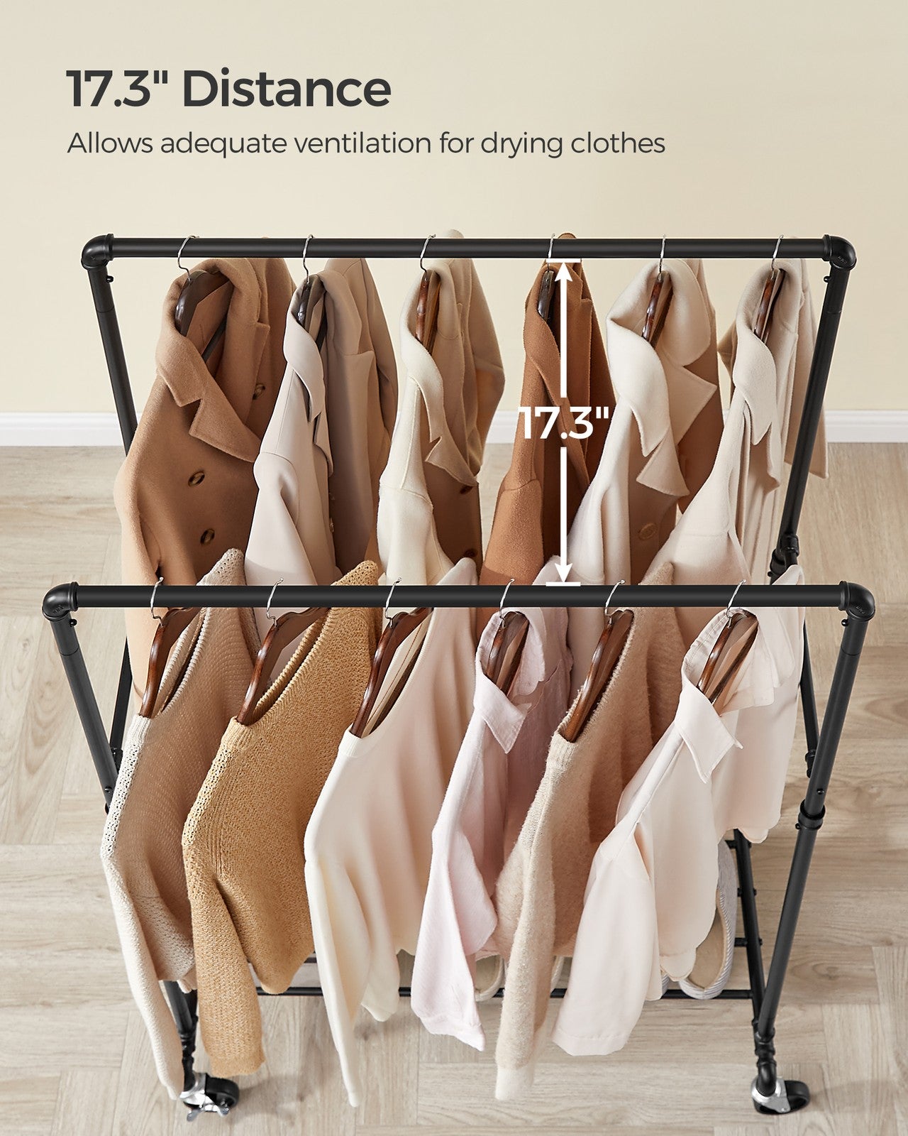 39.4 Inch Clothing Rack with Storage Shelf - Black