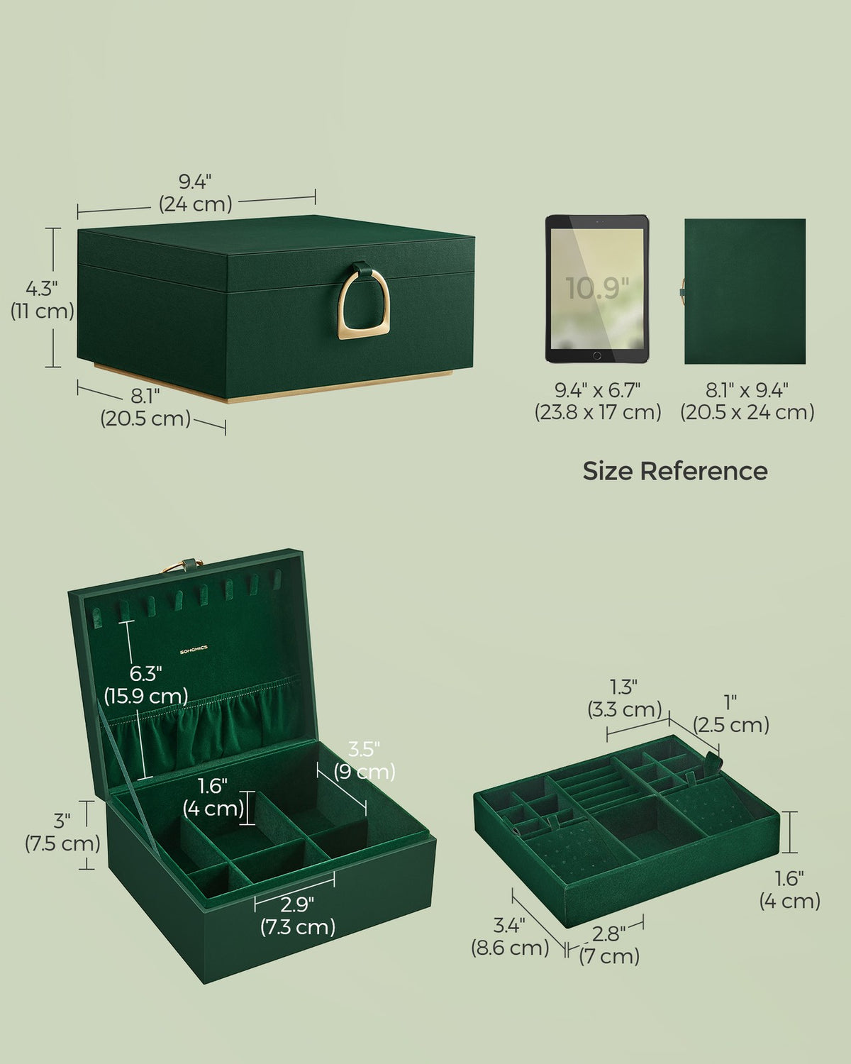 Jewelry Box - 2-Layer - Handle - Removable Tray