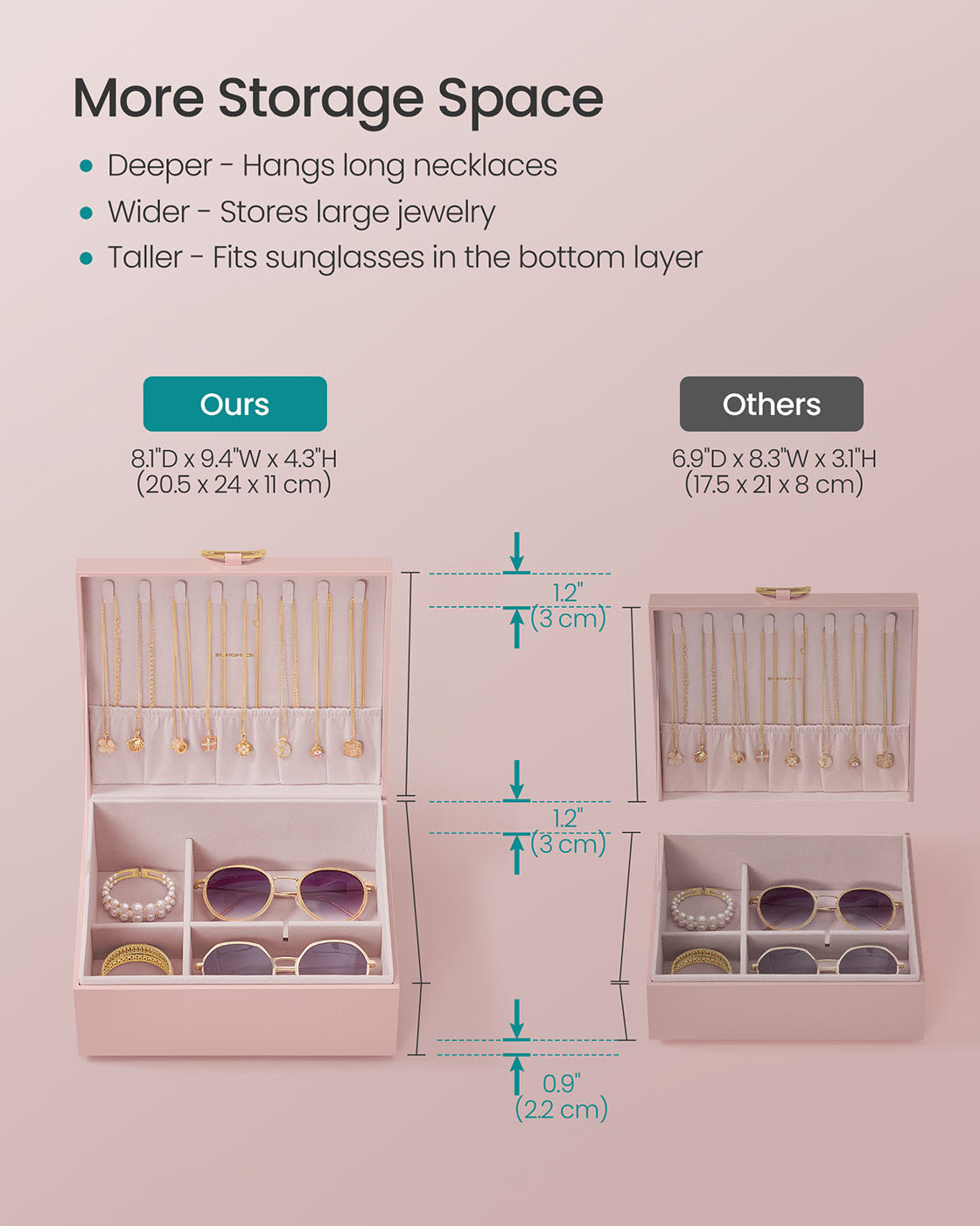 Jewelry Box - 2-Layer - Handle - Removable Tray