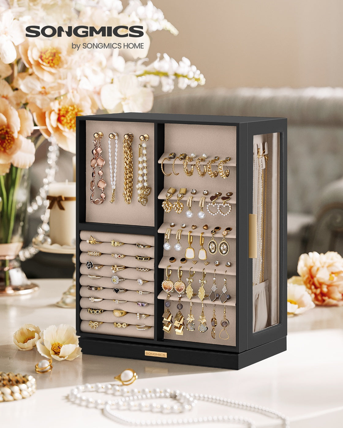 Jewelry Box 360° Rotating with 7 Drawers Ink Black - Ink Black