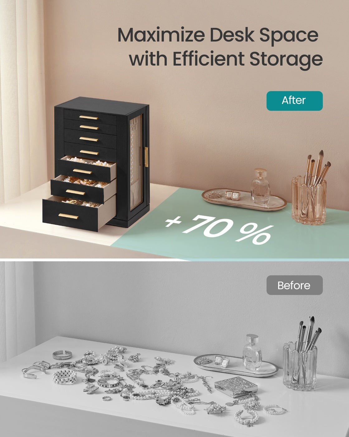 Jewelry Box 360° Rotating with 7 Drawers Ink Black - Ink Black
