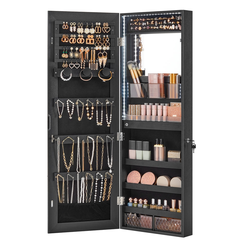 Jewelry Cabinet with LED Lights - White - 3.8"D x 14.8"W x 42.5"H