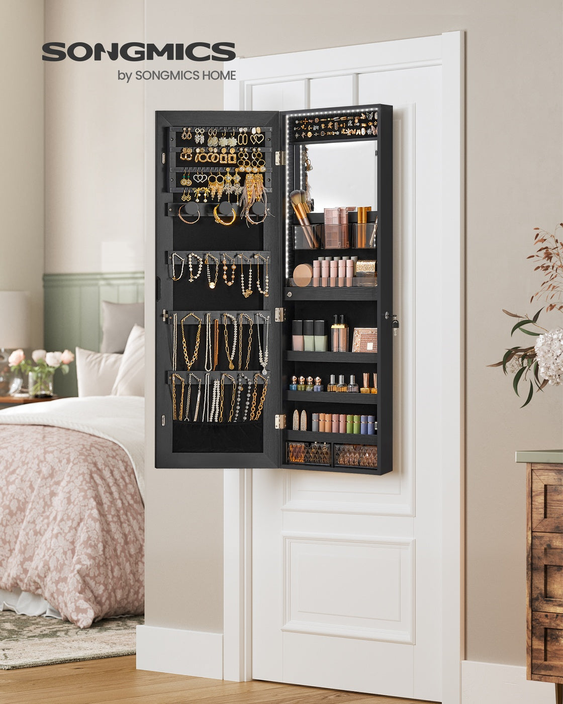 Jewelry Cabinet with LED Lights - White
