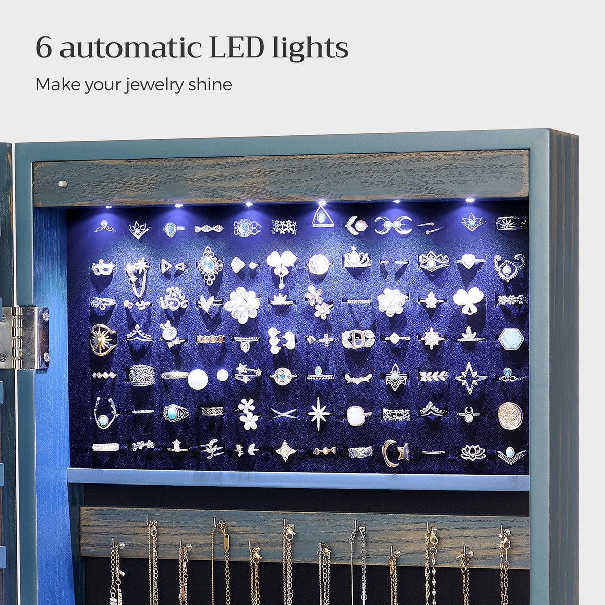 Jewelry Armoire - Lockable - Wall or Door Mounted - With Mirror