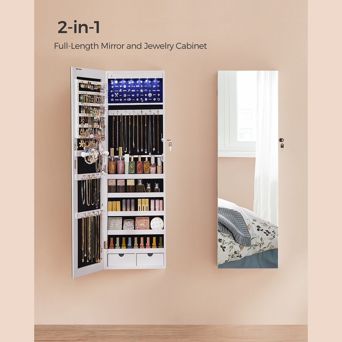 Hanging Jewelry Cabinet - LED Lights