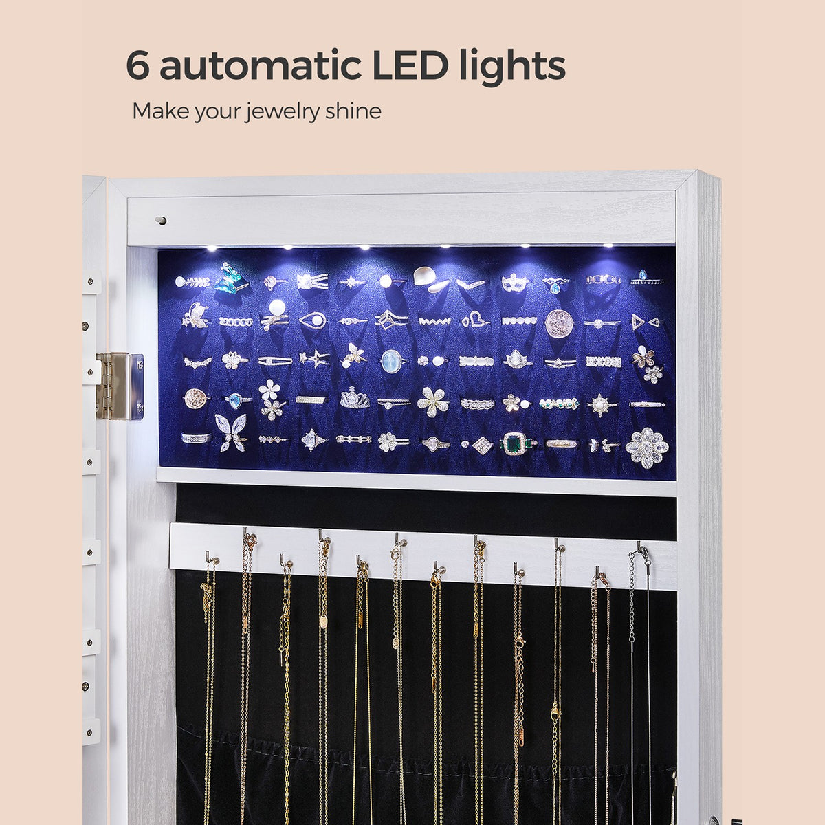 Hanging Jewelry Cabinet - LED Lights